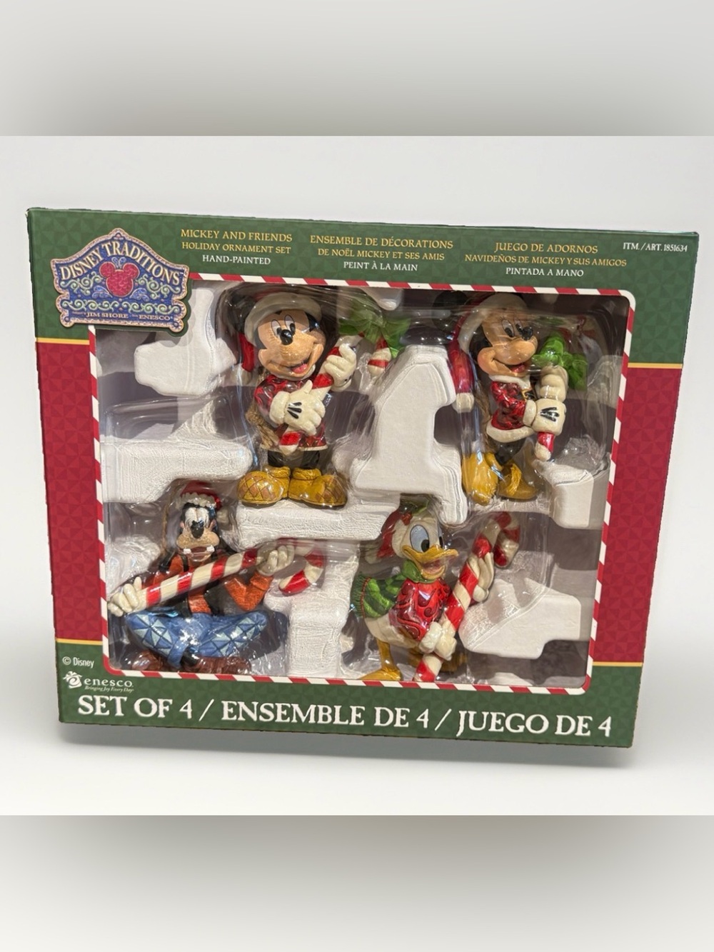 Jim Shore Disney Mickey & Friends Set of 4 Christmas Ornaments